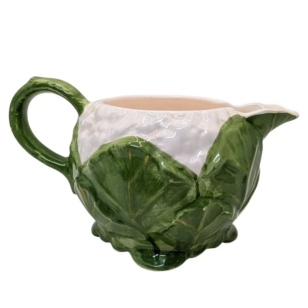 Vintage Fitz and Floyd Creamer Garden Vegetable Majolica Pottery Cauliflower